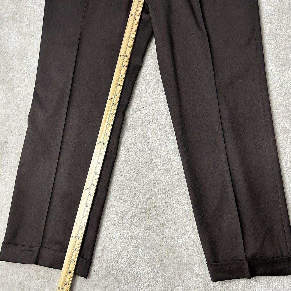 Zanella Pants Mens 38x30 Wool Pleated Dress Trousers Cuffed Lined Italy Brown - Picture 6 of 7